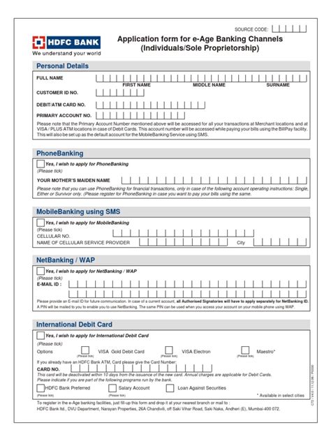 HDFC Form | PDF | Online Banking | Banks & Banking