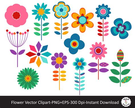 Flor Clip Art, Ilustración de Vector de flor, Clipart floral, Vector ...