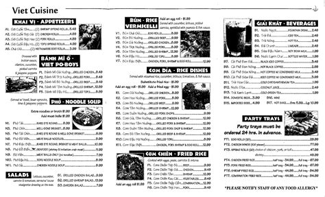 Viet Orleans Bistro Menu, Menu for Viet Orleans Bistro, Central ...