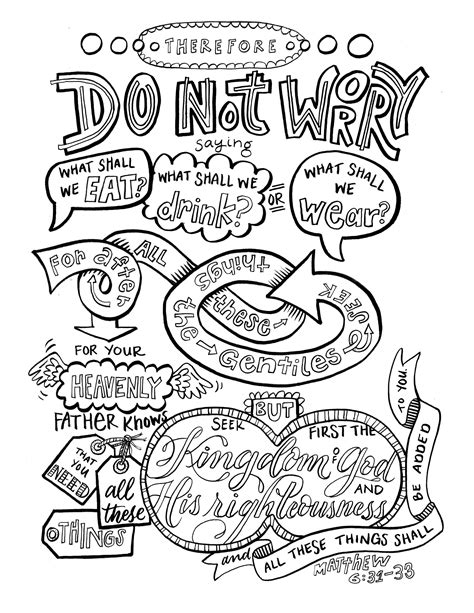 Coloring Page Bible Verse DO NOT WORRY Printable Download Matthew 6:31-33 - Etsy Canada