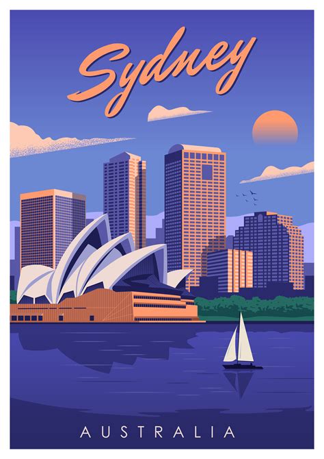 Sydney travel poster Australia wall art vintage retro print | Posters australia, Retro travel ...