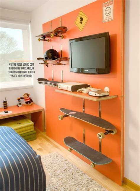 12 - In this contemporary room,an accent wall is painted in bright orange for happiness and a ...