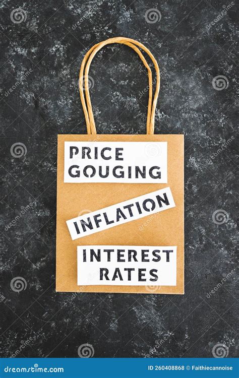 Inflation Interest Rates and Price Gouging Texts on Paper Shopping Bag ...