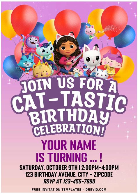 Free Editable PDF – Gabby’s Dollhouse Birthday Invitation Templates | Download Hundreds FREE ...