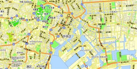 Tokyo, Japan, printable exact vector map G-View level 13 (2,000 meters) street City Plan V.3.09 ...