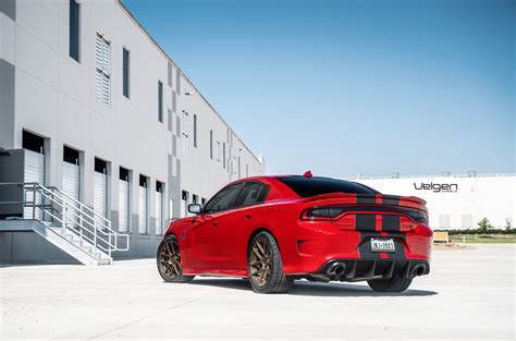 Red Dodge Charger SRT Goes Racy with Custom Rims and Black Stripes ...