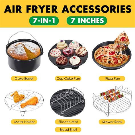 7 inch 7Pcs 3.2-6.8QT Air Fryer Accessories | Cooking and baking, Air ...