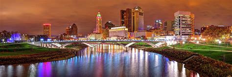 Downtown Columbus Ohio Skyline Panorama at Night Photograph by Gregory Ballos | Pixels