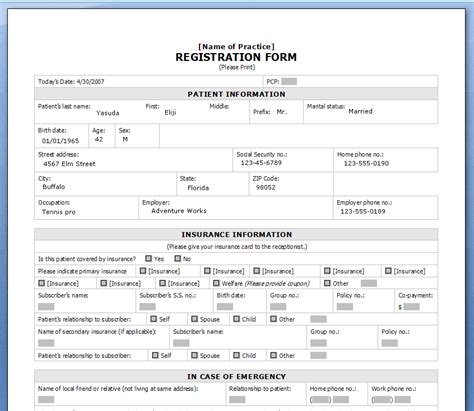 Printable Registration Form Templates - Word Excel Samples