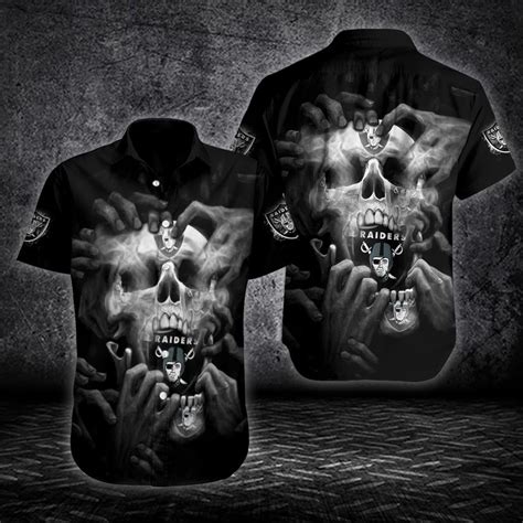 Black Las Vegas Raiders Skull Shirt For Men - Raidersfanworld.com