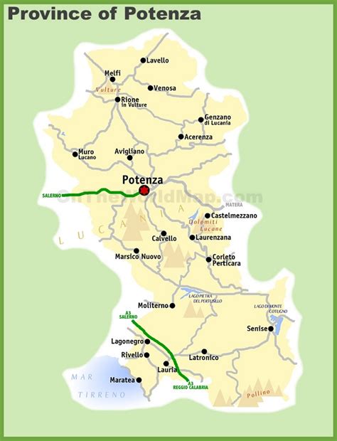 Province of Potenza map - Ontheworldmap.com