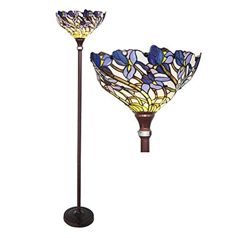 Chloe Lighting 1 Light Tiffany-Style Iris Torchiere Floor Lamp 17" Shade - Walmart.com