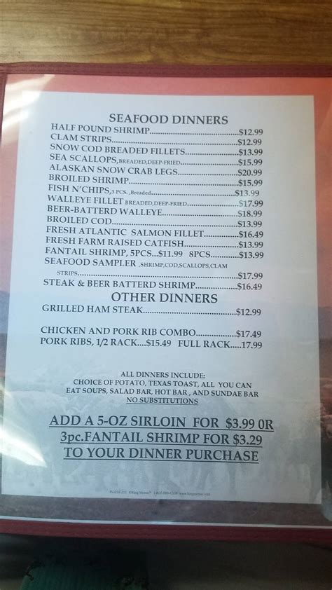 Menu at Frontier Steakhouse, Princeton