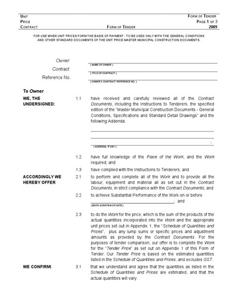 Form of Tender | PDF | Surety Bond | Common Law