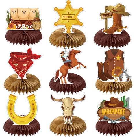 Gameza Western Party Decorations - 9PCS Wild West Cowboy Party ...