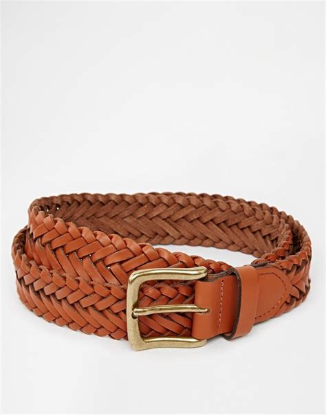 ASOS Wide Leather Plaited Belt In Tan - Fauve - Asos - Pickture