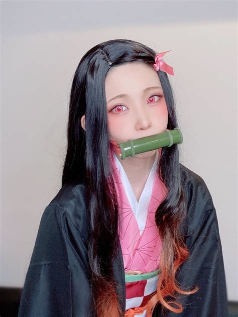 Crunchyroll - Top Japanese Cosplayer Enako Pieces Together Nezuko from Demon Slayer Costume at Home