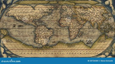 Antique Map of the World editorial stock image. Illustration of south ...