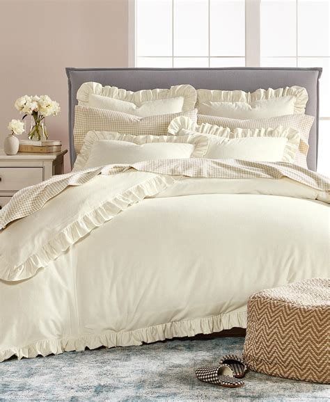 Martha Stewart Collection Luxury Portuguese Flannel Ruffle Duvet Cover, King (106 Inch x 90 Inch ...