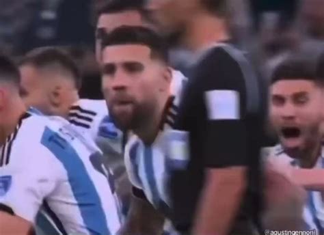 find a reaction on Twitter: "Argentina player Otamendi running cupping ears mocking dutch ...