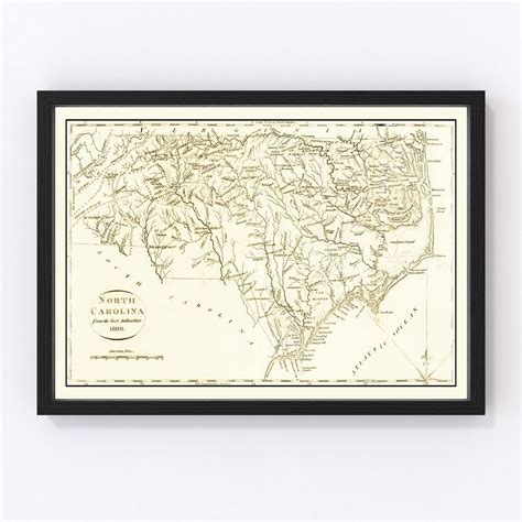 Vintage Map of North Carolina 1800 by Ted's Vintage Art