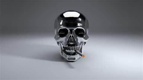 Smoking cigarette skull free image download