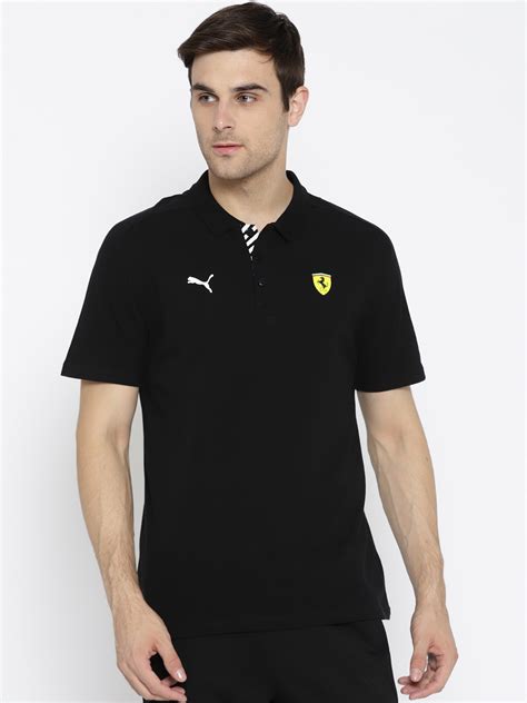 Buy PUMA Motorsport Men Black Solid SF Polo Pure Cotton T Shirt ...