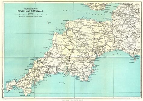 Touring map of Devon and Cornwall by Ward Lock & Co: (1952) Map ...