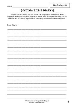 Worksheets for MULGA BILL'S BICYCLE - A. B. Paterson - Banjo Paterson - Poetry