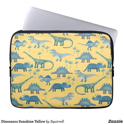 Dinosaurs Sunshine Yellow Laptop Sleeve | Zazzle | Dinosaur, Laptop ...