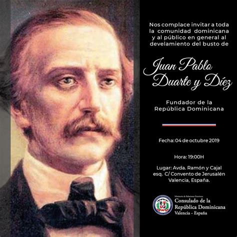 Invitación para la ceremonia de develamiento del busto de Juan Pablo Duarte y Díez, en Valencia ...