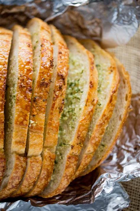 Sliced Garlic Bread Loaf made with a pre-sliced loaf of bread in just ...