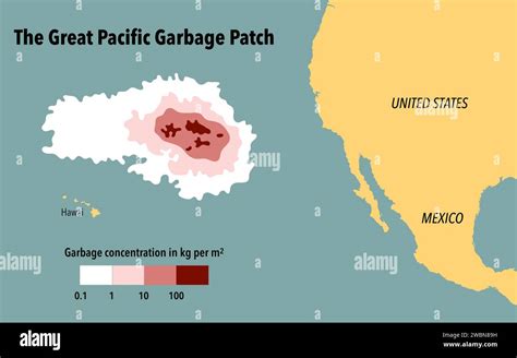 Map of the great garbage patch in the Pacific Ocean Stock Photo - Alamy