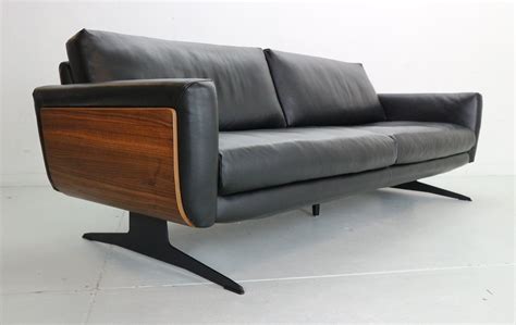 Mid Century Modern Black Leather Sofa | Cabinets Matttroy