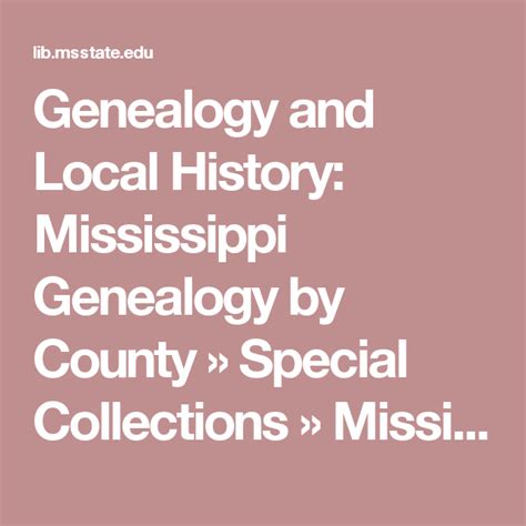 Genealogy and Local History in Mississippi