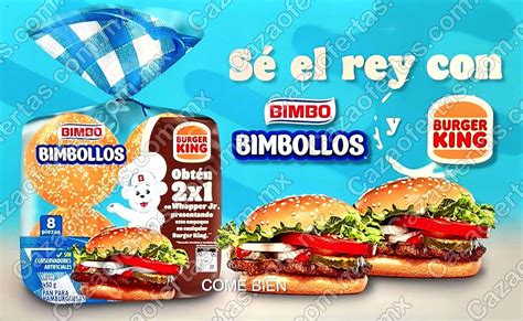 Cupón Bimbollos Burger King: 2x1 en hamburguesas Whopper Jr. en empaques marcados