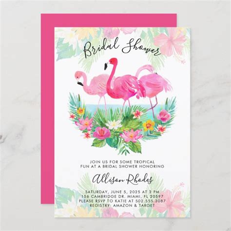 Tropical Flamingo Bridal Shower Invitation | Zazzle.com