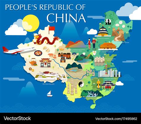 Peoples republic china map with colorful Vector Image