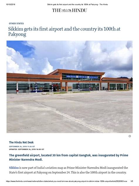 Sikkim Gets Its First Airport and The Country Its 100th at Pakyong | PDF | Aviation | Transport