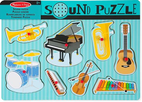 Melissa & Doug Musical Instruments Sound Puzzle - Wooden Peg Puzzle (8 pcs) | Wooden Peg Chunky ...