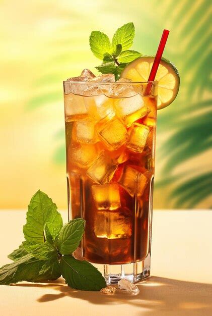Premium AI Image | Long island iced tea on light rustic background Summer cocktail with soda ...