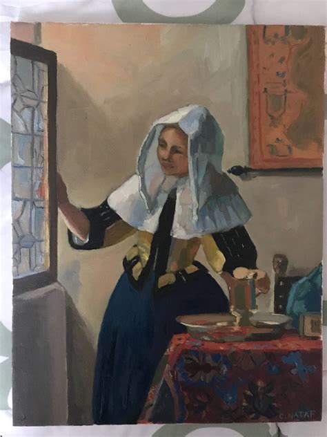 Vermeer Oil Painting Reproduction Oil on Canvas Young Woman With a Water Pitcher Figurative Art ...