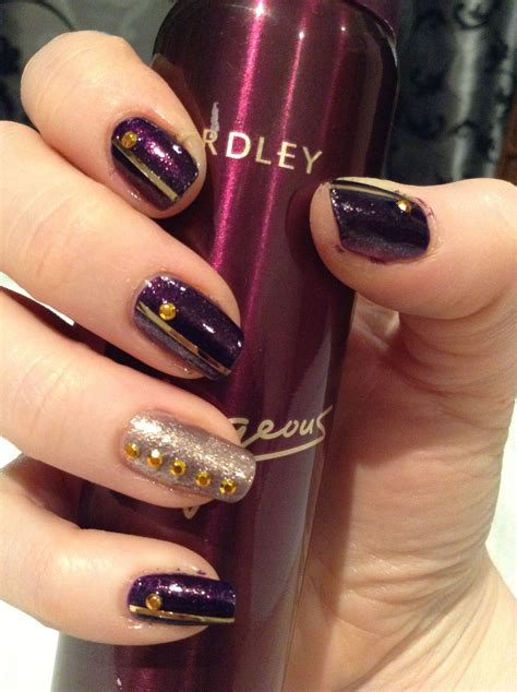 Purple and gold design | Nail polish, Gold design, Nail art