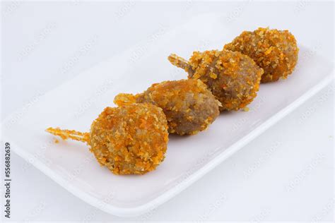 Sempol Ayam is Indonesian street food made from mixture of chicken meat ...