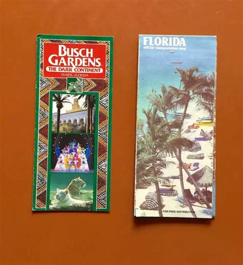 VINTAGE OFFICIAL ROAD Map for Florida, Busch Gardens Brochure 1980’s $7.99 - PicClick