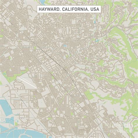 Hayward California US City Street Map Digital Art by Frank Ramspott - Pixels