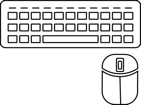 Keyboard with mouse in line art illustration. 24909448 Vector Art at ...