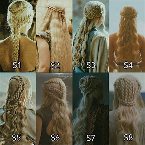 Daenerys targaryen s1 to s8 hair in 2023 | Khaleesi hair, Medieval ...