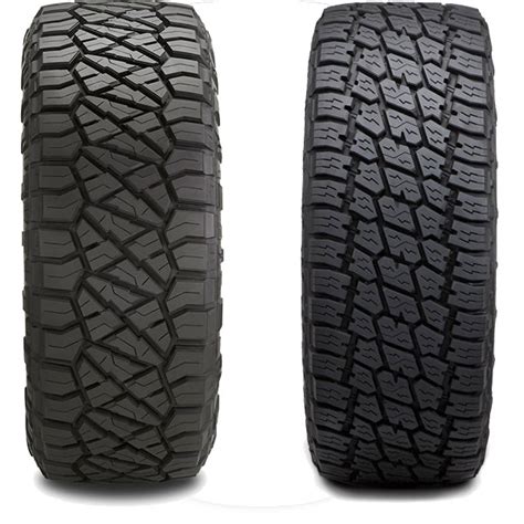 Nitto Ridge Grappler tire (left) and Nitto Terra Grappler tire (right).