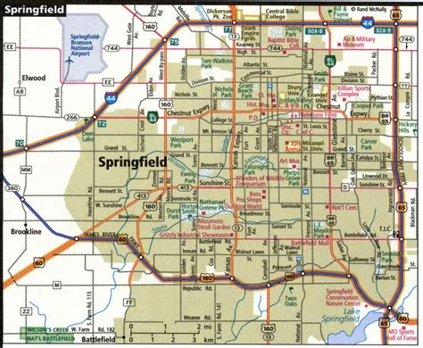 Springfield city road map for truck drivers area town toll free ...